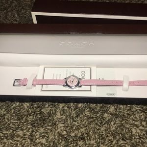 Pink Coach Watch - thin leather band